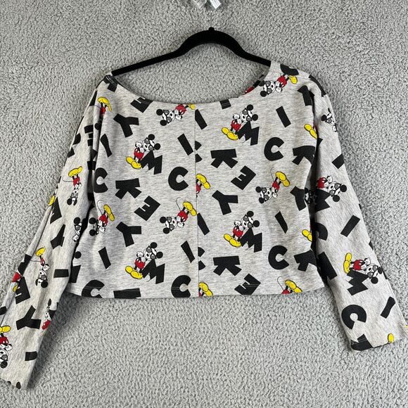 Mickey Mouse Disney  T Shirt Crop Top Womens M  Gray All Over Print Sunglasses - Picture 3 of 7